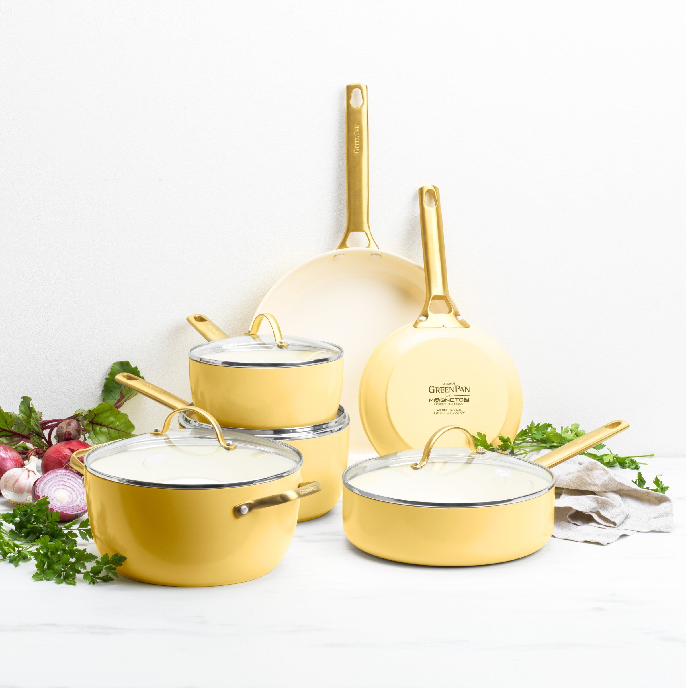 Set di pentole Padova Reserve Yellow da 10 pezzi