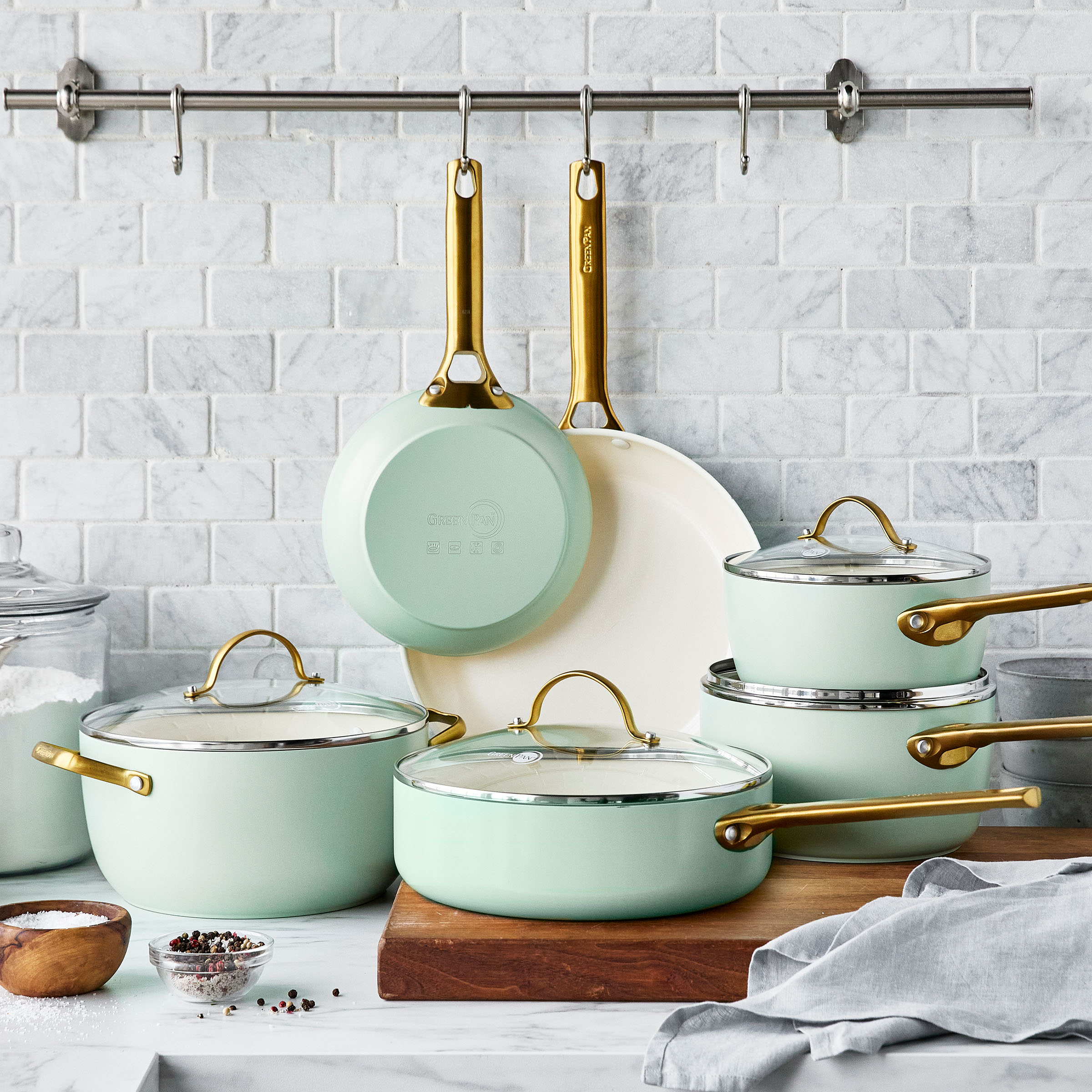 Padova Reserve Mint Green Set di pentole da 10 pezzi