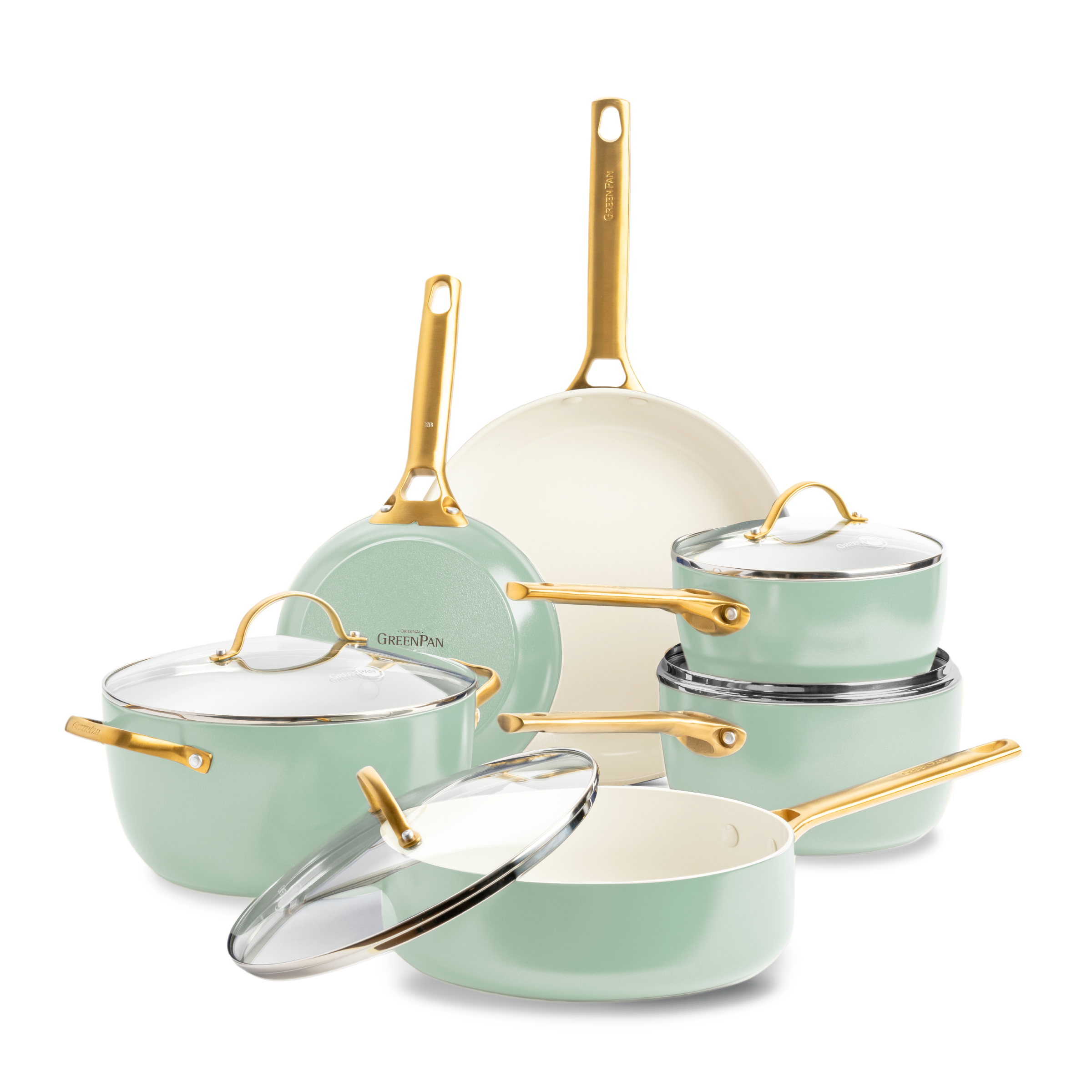 Padova Reserve Mint Green Set di pentole da 10 pezzi